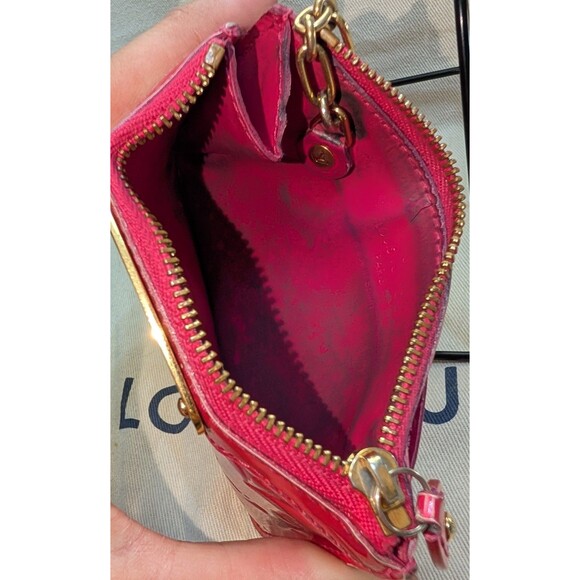 LOUIS VUITTON Pochette Cles Coin Wallet Monogram Vernis Red CA0089 Authentic - Picture 3 of 4